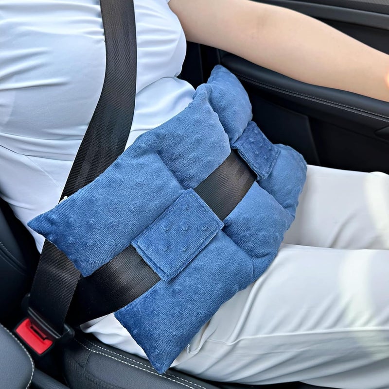 BNRendles Ostomy Seatbelt Pillow, Ostomy Driving Protector, Stoma Shiled Ileostomy Urostomy Riding Guard, No Squeezing, Ostomate Must Have Supplies, Minky Dot Denim Blue - Image 1
